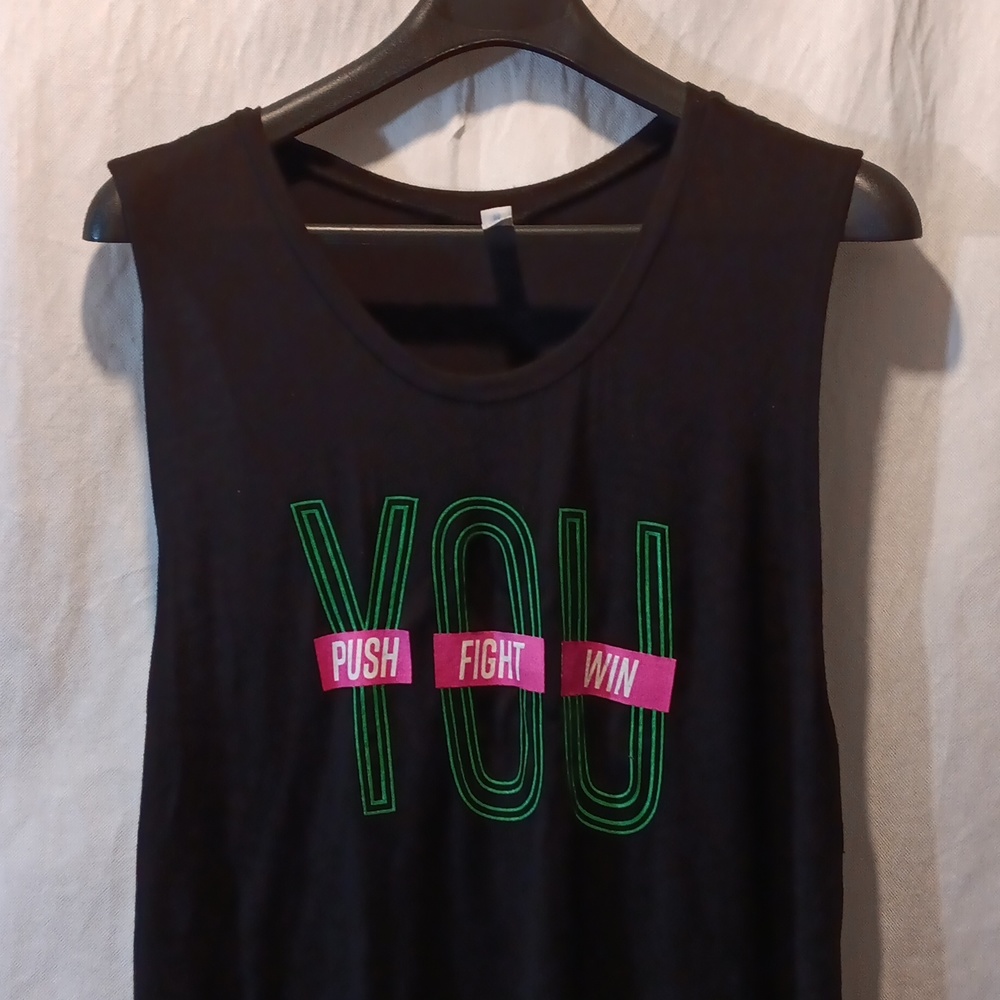 Beachbody #mbf YOU PUSH FIGHT WIN Black Tee Shirt